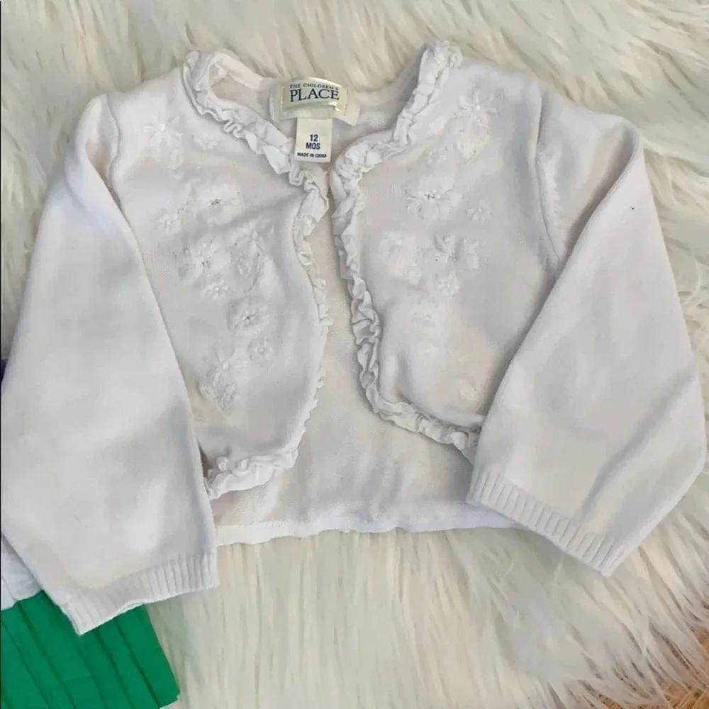 Children’s Place little girl Easter dress with sweater, 12 months